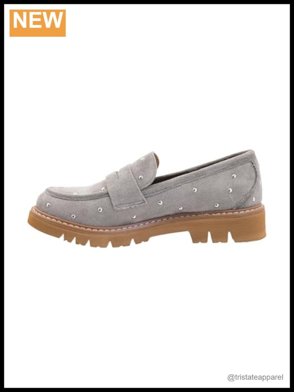 Women's Studded Faux Suede Muffin Heeled Loafers with EVA Insoles